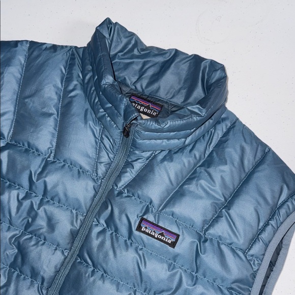 Patagonia Mens Down Sweater Vest Blue Quilted Puffer Full Zip 84621 S8 Medium